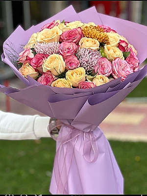 Pembe ve Sar Gl Buketi